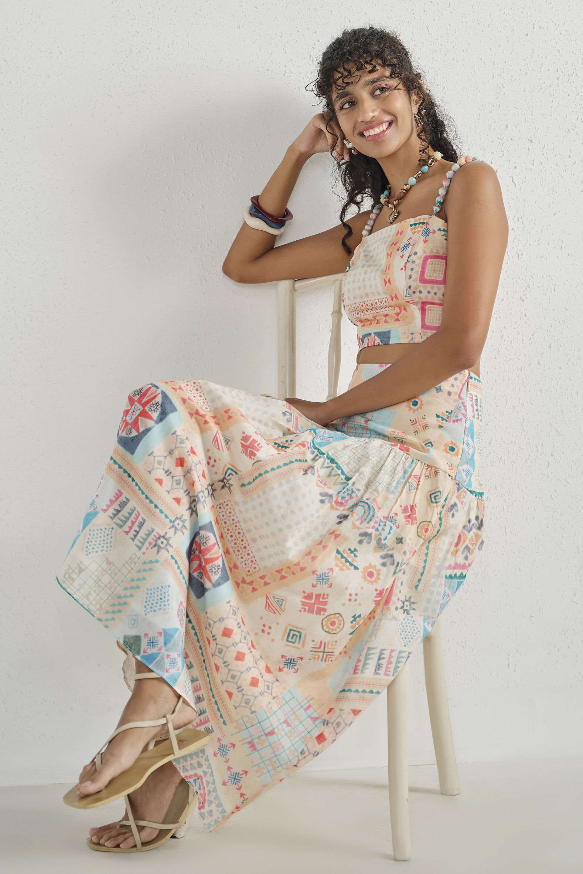 Print Play White Skirt Set, Off White, image 3